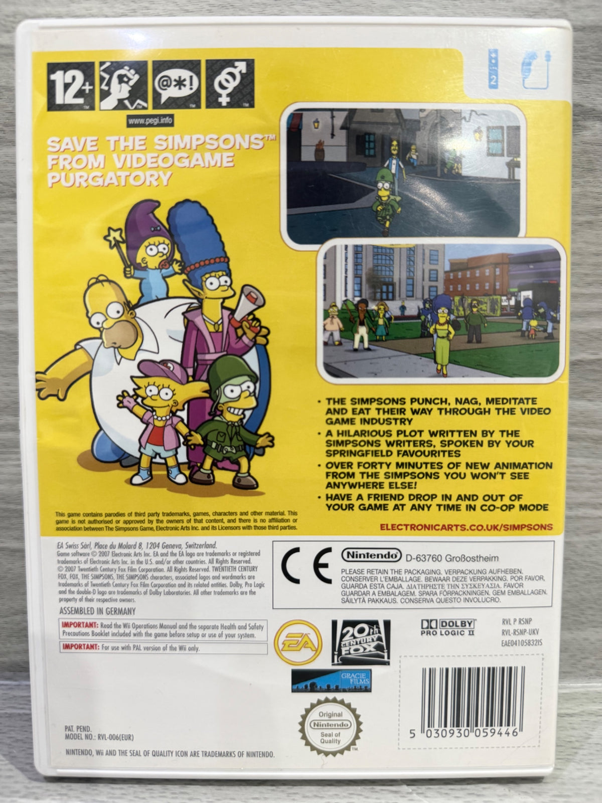Simpsons Game, The Nintendo Wii Complete With Manual PAL UK Tested Working