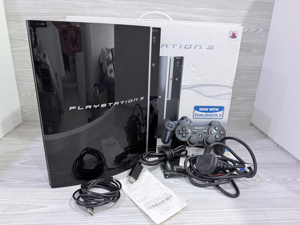 Sony PlayStation 3 Original 80GB Black Console Genuine Black Controller Tested