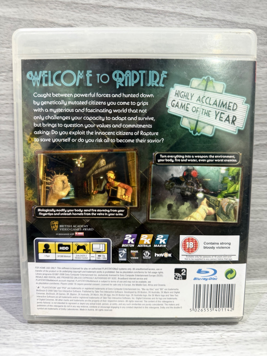 Bioshock (18) Sony PlayStation 3 Complete With Manual PAL UK Tested Working