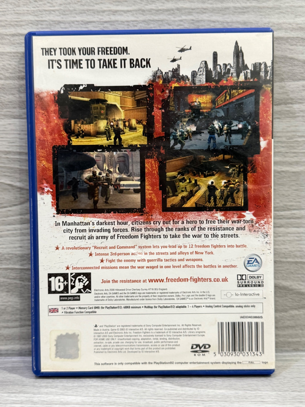 Freedom Fighters Sony PlayStation 2 Complete With Manual PAL UK Tested Working