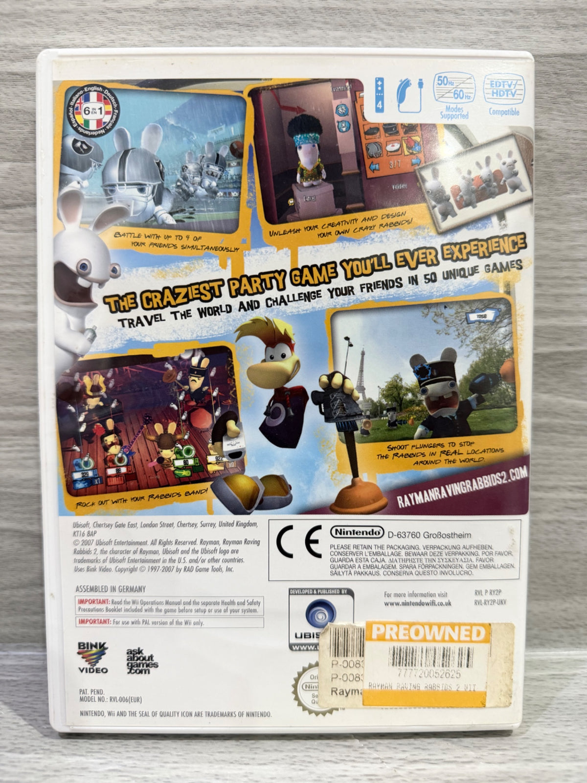 Rayman Raving Rabbids 2 Nintendo Wii Complete With Manual PAL UK Tested Working
