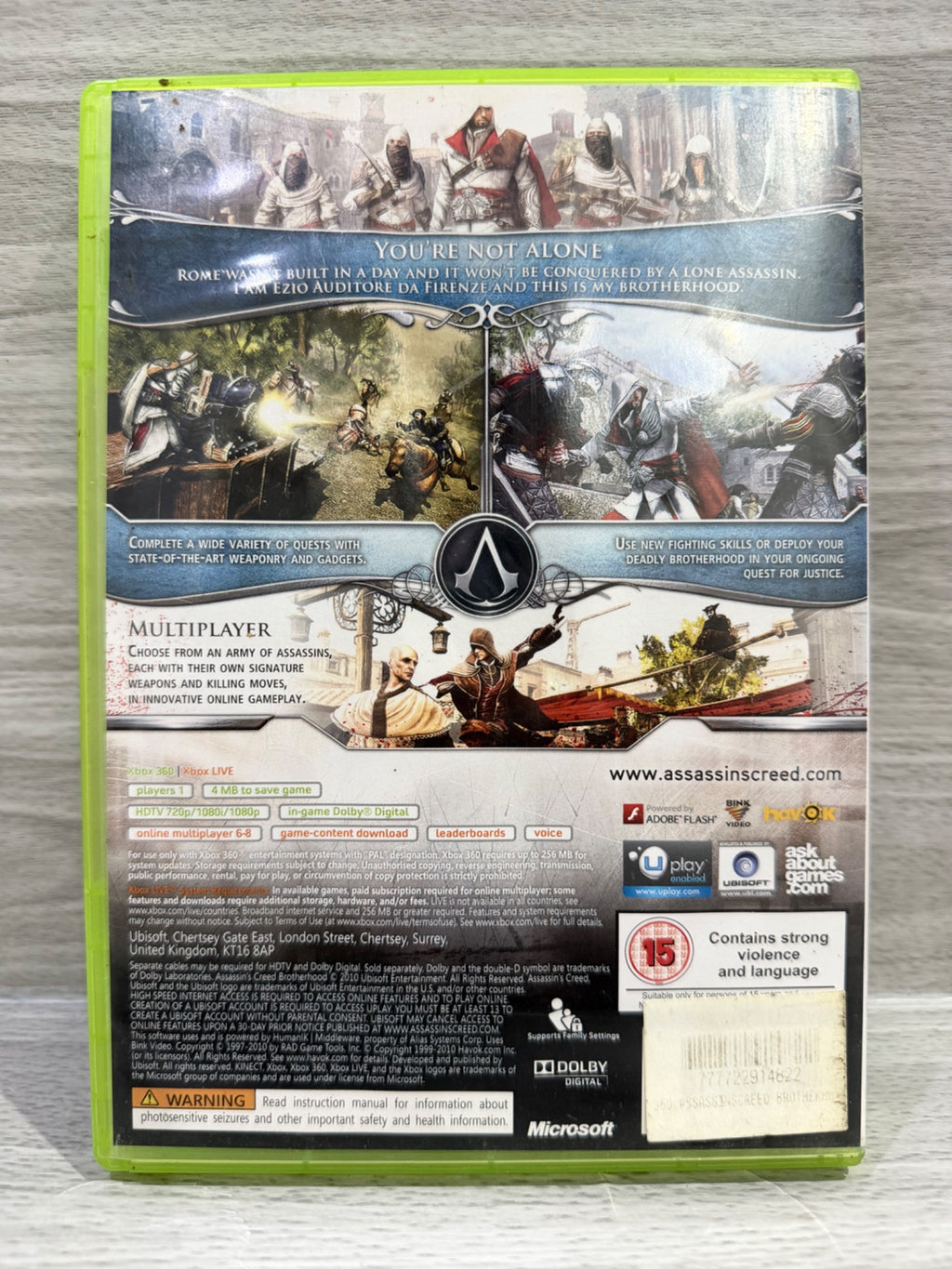 Assassins Creed Brotherhood Microsoft Xbox 360 No Manual PAL UK Tested Working