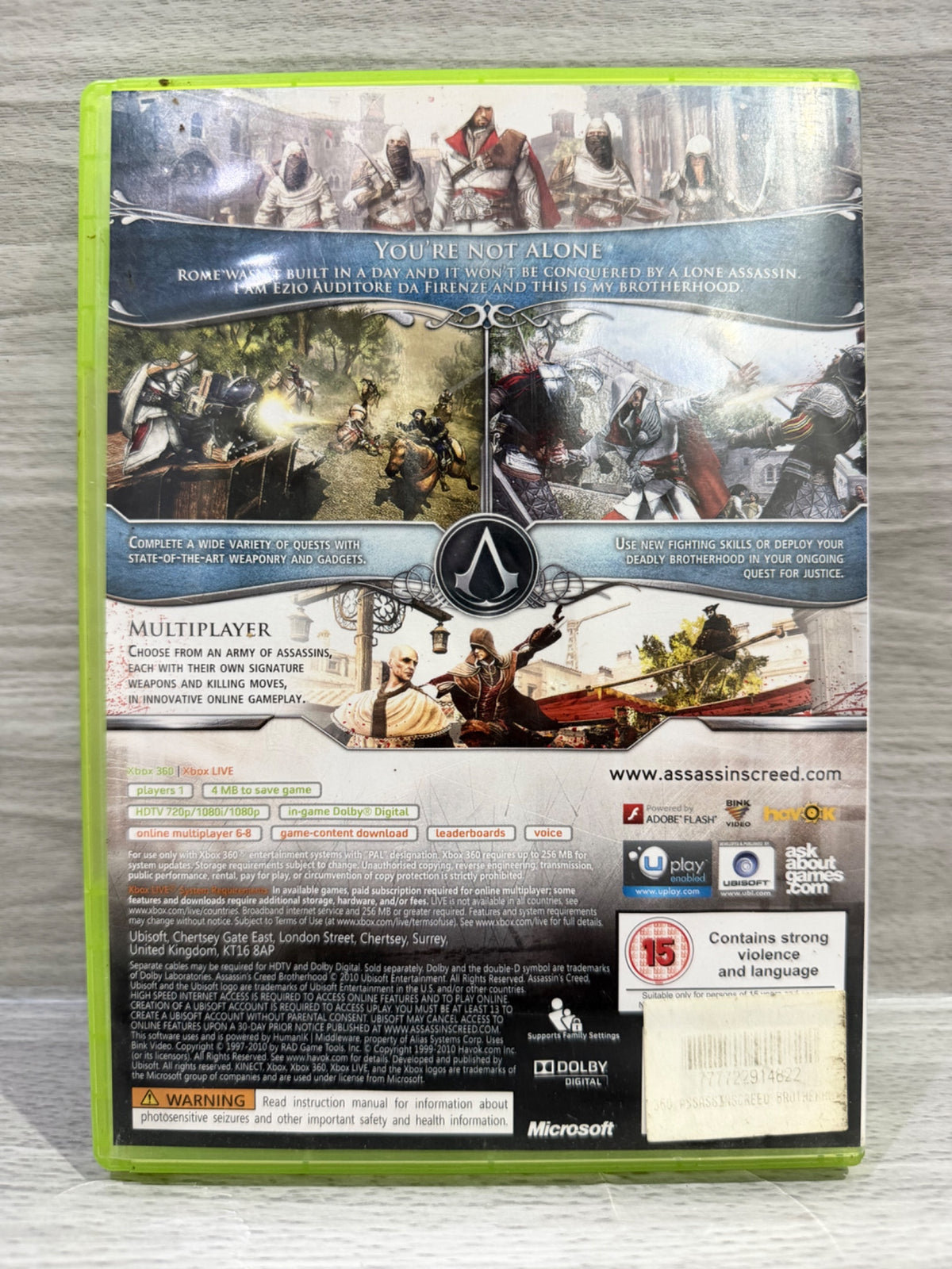 Assassins Creed Brotherhood Microsoft Xbox 360 No Manual PAL UK Tested Working