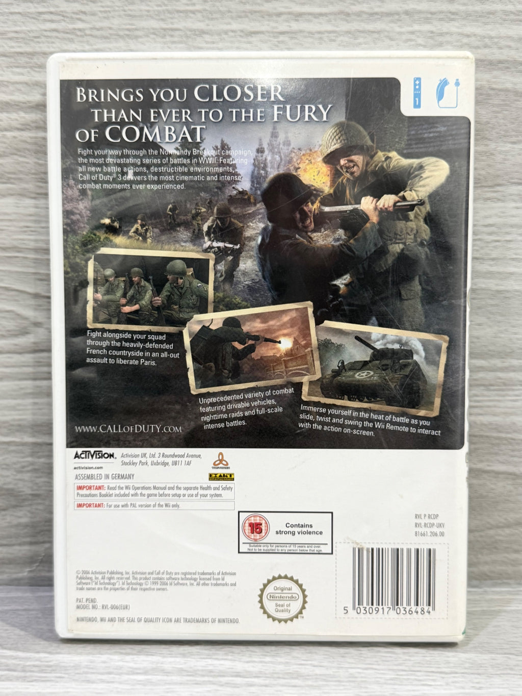 Call of Duty 3 (15) Nintendo Wii Complete With Manual PAL UK Tested Working