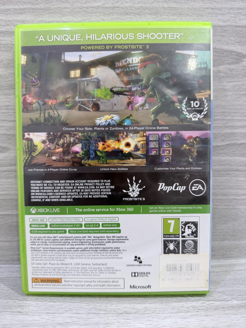 Plants Vs Zombies: Garden Warfare Microsoft Xbox 360 No Manual PAL UK Tested