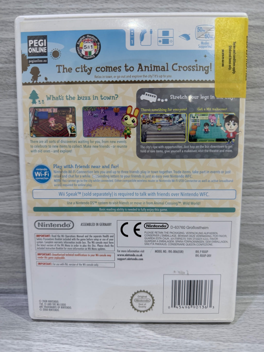 Animal Crossing Lets Go To The City (Game Only) Wii PAL UK Tested